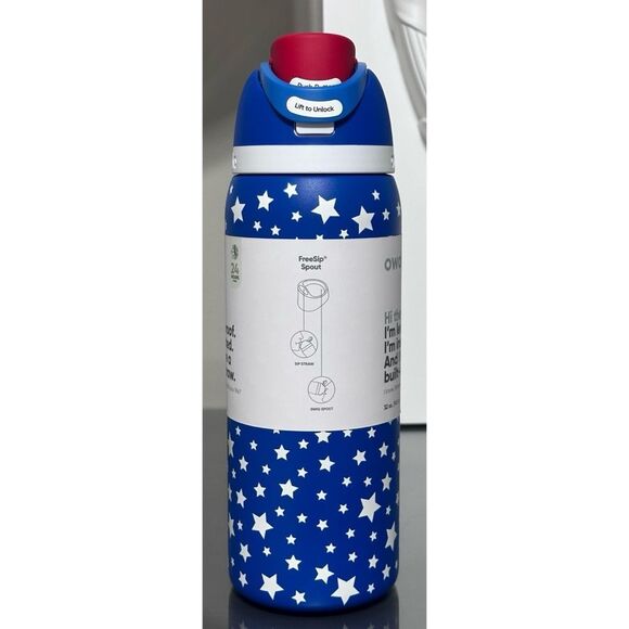 OWALA FreeSip 32oz Stainless Steel Water Bottle, STAR SPANGLED - Picture 3 of 5